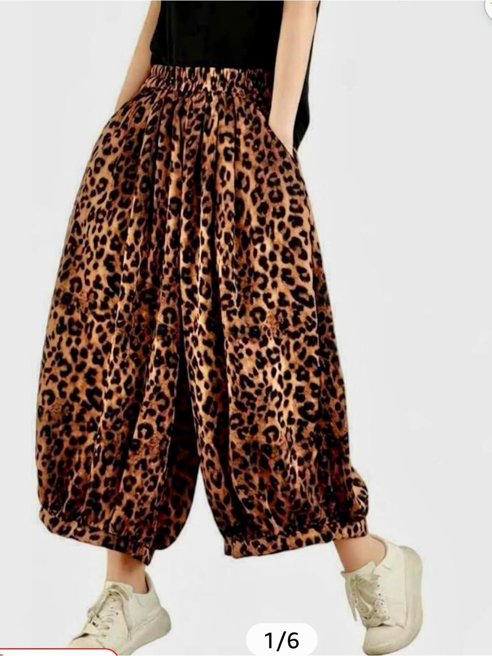 Leopard Print Wide Leg Women's Pants - Brown